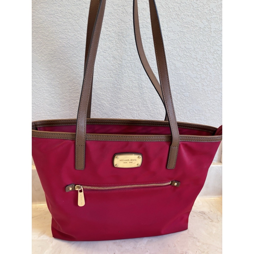 Michael Kors Red Nylon Medium Tote HandBag Purse Bag
